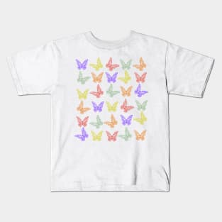 Butterfly Pattern - Different Coloured Backround Kids T-Shirt